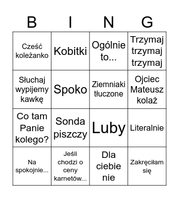 Bingo Wiktorka Bingo Card