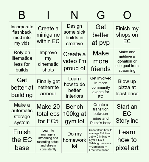 2025 Bingo Card