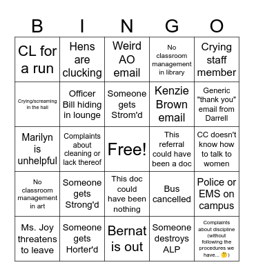 Thanksgiving Week Bingo Card