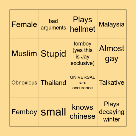 group chat bingo Card