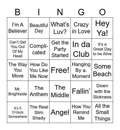 2000-2004 Bingo Card