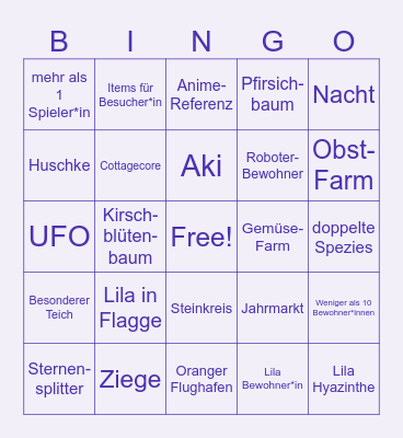 Schlummer-Bingo Card