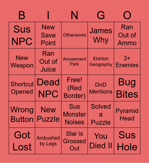 Starfish Hill 2: The Silencing Bingo Card