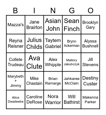 Black Out Wednesday Bingo Card