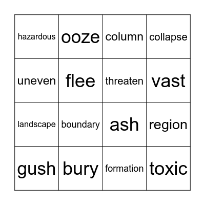 Explosive Volcanoes Bingo Card