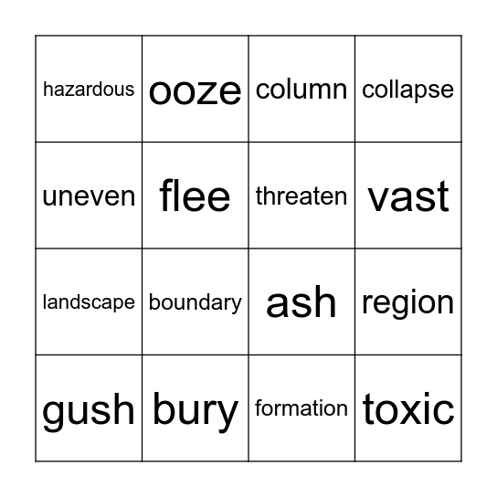 Explosive Volcanoes Bingo Card