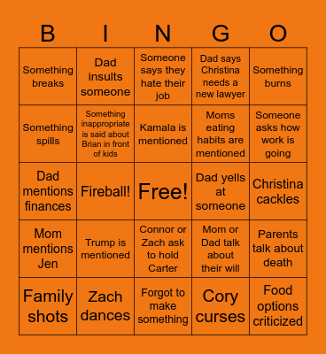 Thanksgiving 2024 Bingo Card