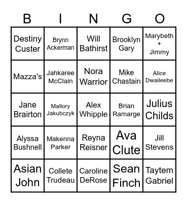 Black Out Wednesday Bingo Card