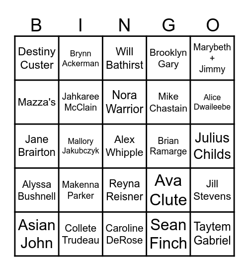 Black Out Wednesday Bingo Card