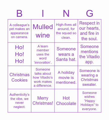 Vitadio Christmas Bingo Card