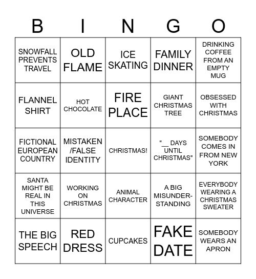 Christmas Movie Bingo Card