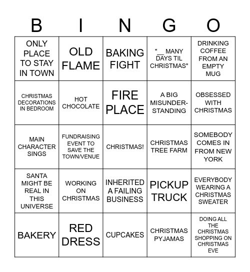 Christmas Movie Bingo Card