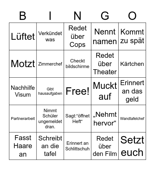 Recher Bingo Card