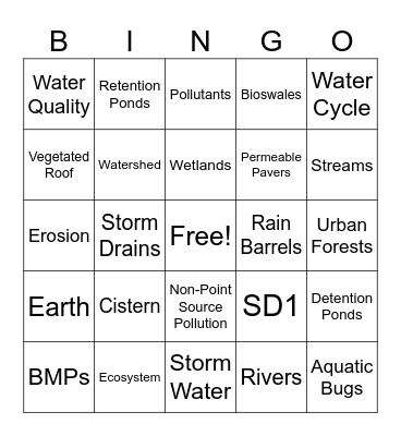 Storm Water Bingo Card