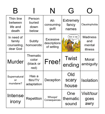 Edgar Allen Bingo Card