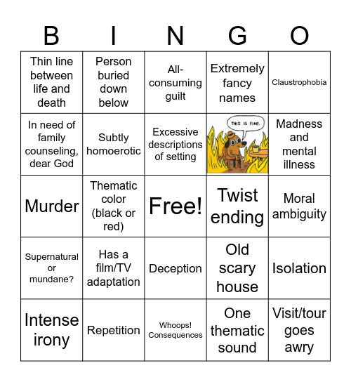 Edgar Allen Bingo Card