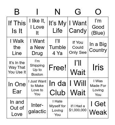 I Songs Bingo Card