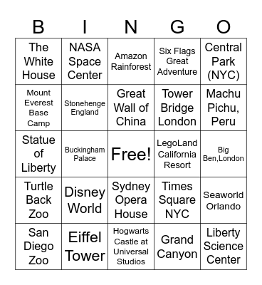 Google Maps Bingo Card