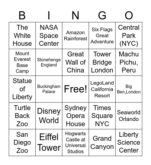 Google Maps Bingo Card