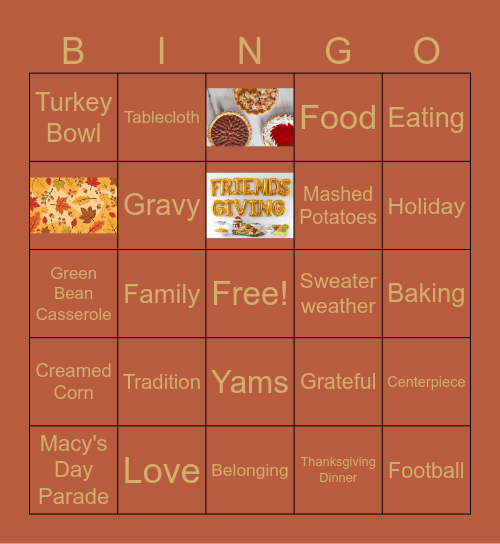 Specialty/Indirect Thanksgiving Bingo Card