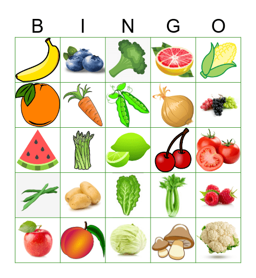 Fruits et Légumes Bingo Card