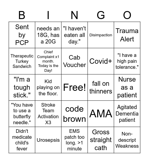 ED Bingo Card