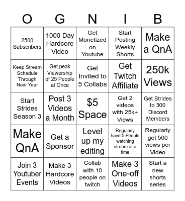 2025 Bingo for 6ProUp4 Bingo Card