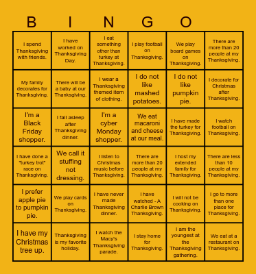 Thanksgiving is Near! BINGO Time! Bingo Card