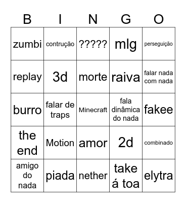 MINECRAFT BINGO Card