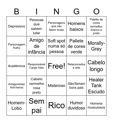 Personagens fav da Inês Bingo Card