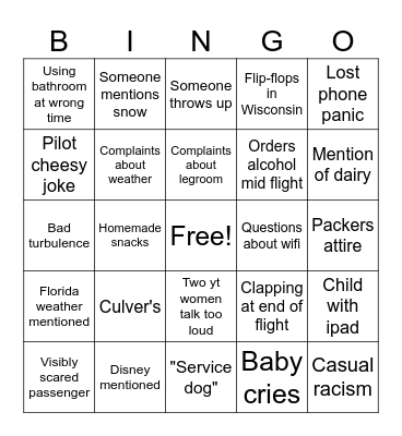 FL + WI 24 Bingo Card