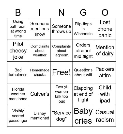 FL + WI 24 Bingo Card