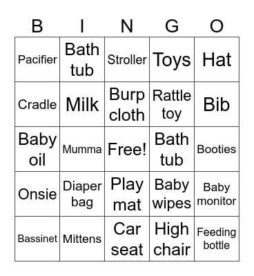 Baby Bingo Card