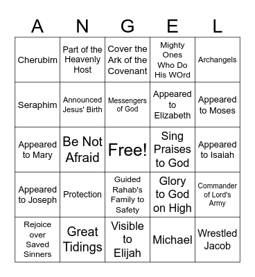 Angel Bingo 2 Bingo Card