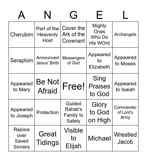 Angel Bingo 2 Bingo Card