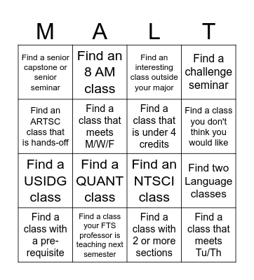 Peer MALT Bingo! Bingo Card