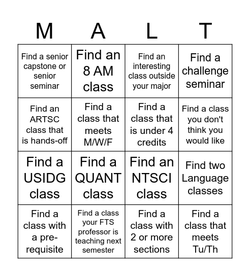 Peer MALT Bingo! Bingo Card