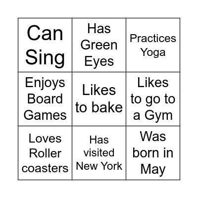 Find Someone Who........ Bingo Card