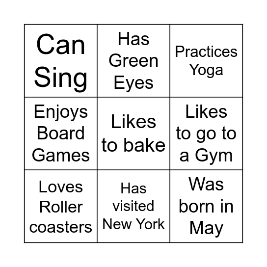 Find Someone Who........ Bingo Card