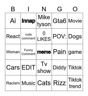 Bingo Instagram Bingo Card