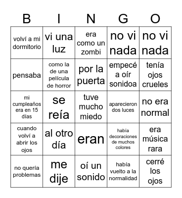 Mata la piñata 5 Bingo Card