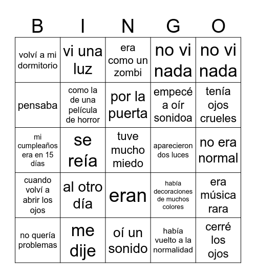 Mata la piñata 5 Bingo Card