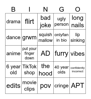 ticktock bingo Card