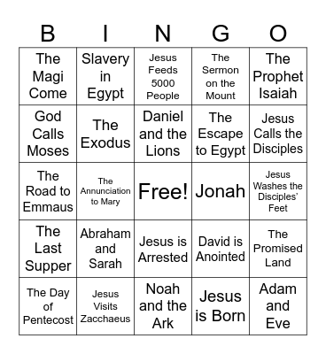 Picture the Bible BINGO Card