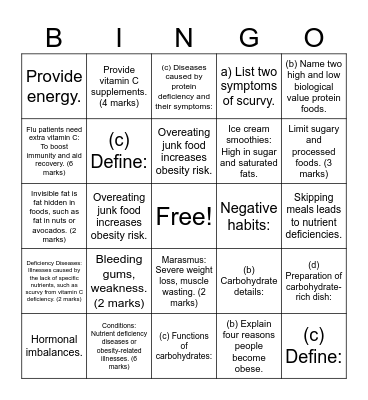 Practice Paper Revision Bingo Card