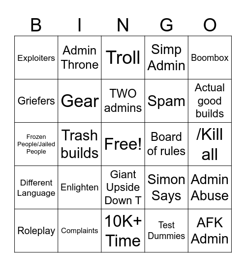 The Chosen One Bingo Card