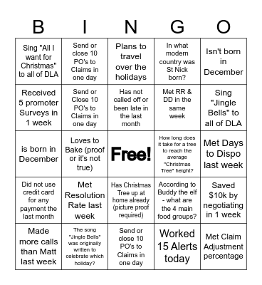 DLA BINGO Card