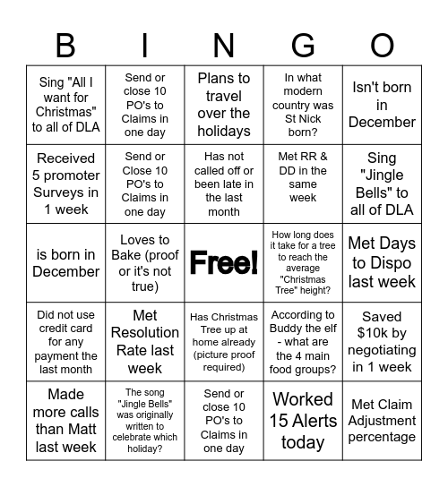 DLA BINGO Card