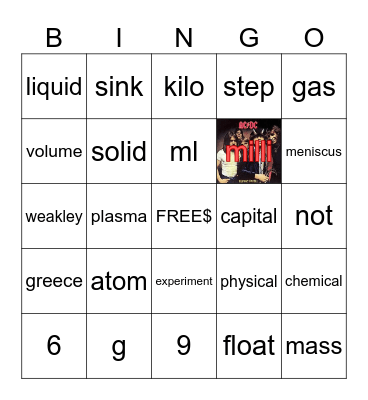 science Bingo Card