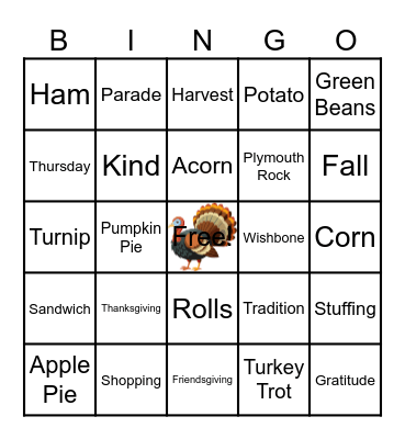 Happy Thanksgiving Bingo Card